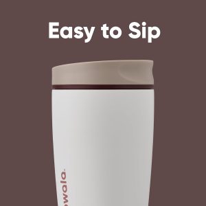 Owala SmoothSip Slider Insulated Stainless Steel Coffee Tumbler, Reusable Iced Coffee Cup, Hot Coffee Travel Mug, BPA Free 12 oz, Vanilla Bean - Image 3