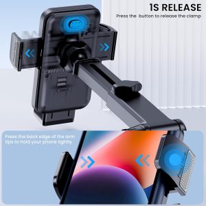 phone holders for your car Phone Holder Car [Military Grade Suction Ultra Strong Base] Cell Phone Car Holder 3 in 1 Dashboard Windshield Air Vent Hands-Free for Dash Mounting Kits iPhone Android - Image 4