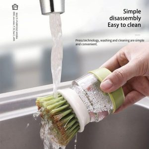 Kitchen Scrub Brushes Dishwashing Brush for Pots Pans Sink Dish Scrubber With Tray Palm Dish Brush With Soap Dispenser - Image 6