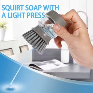 Kitchen Scrub Brushes Dishwashing Brush for Pots Pans Sink Dish Scrubber With Tray Palm Dish Brush With Soap Dispenser - Image 7