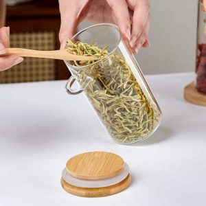 YOLOWE HOME 360ml Glass Jars with Bamboo Lids Modern Design Food Container for Kitchen Pasta Cookies Customizable for Party Use - Image 4