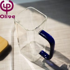 Modern Design Heat-Resistant Glass Tea Cup with Color Handle Square Juice Cup for Household Drinking Microwave Breakfast Cup - Image 6