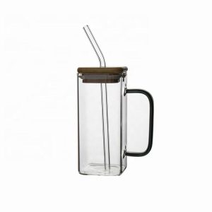 Modern Design Heat-Resistant Glass Tea Cup with Color Handle Square Juice Cup for Household Drinking Microwave Breakfast Cup - Image 5